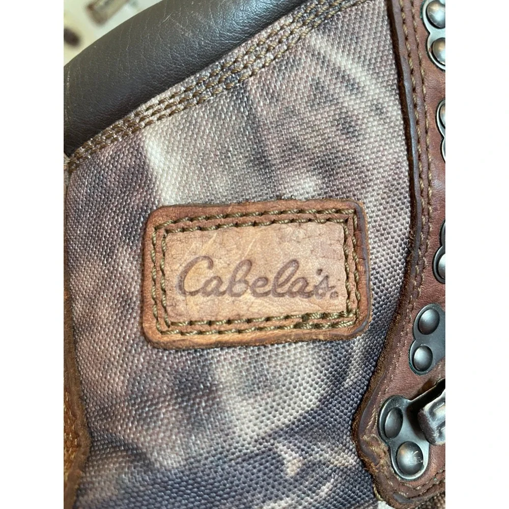 Cabelas Hunting Boots Mens 5 Brown Camo Leather Thinsulate Ultra Insulation